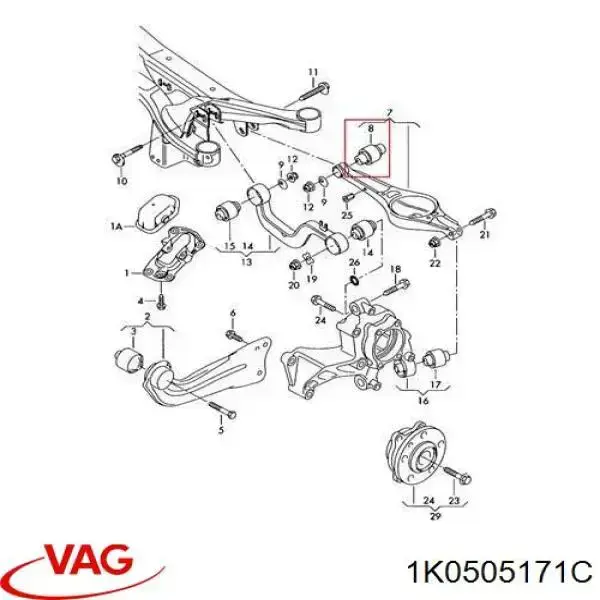1K0505171C VAG Сайлентблок задней тяги