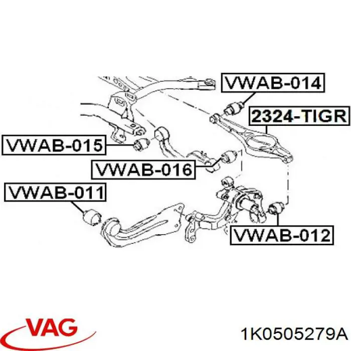 Сайлентблок заднего верхнего рычага VAG 1K0505279A цена, от 7.96 USD