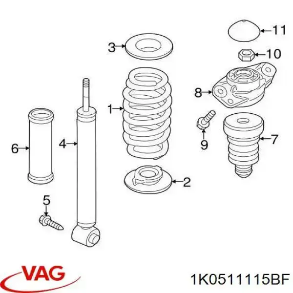 Задняя пружина 1K0511115BF VAG
