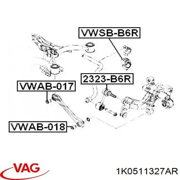 Резинка заднего стабилизатора VAG 1K0511327AR цена, от 6.43 USD