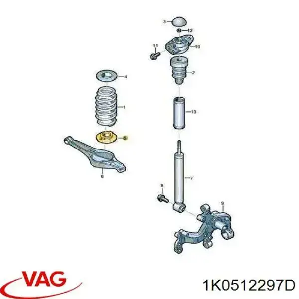 Проставка задней нижней пружины 1K0512297D VAG