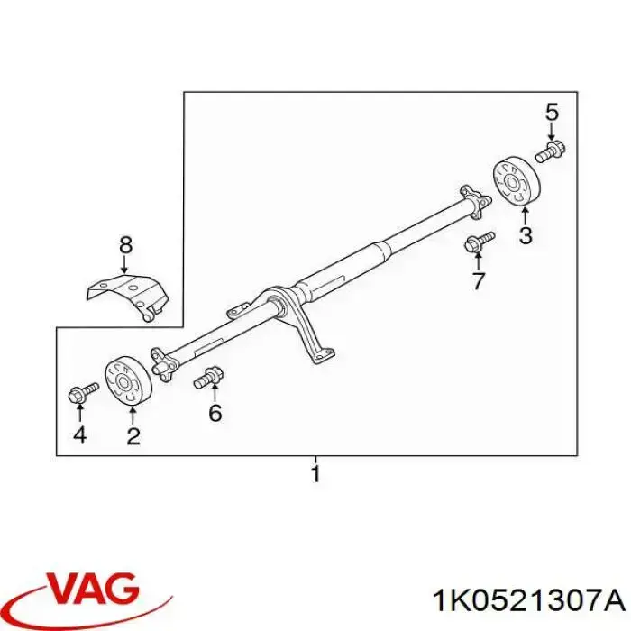 Муфта кардана эластичная, задняя VAG 1K0521307A