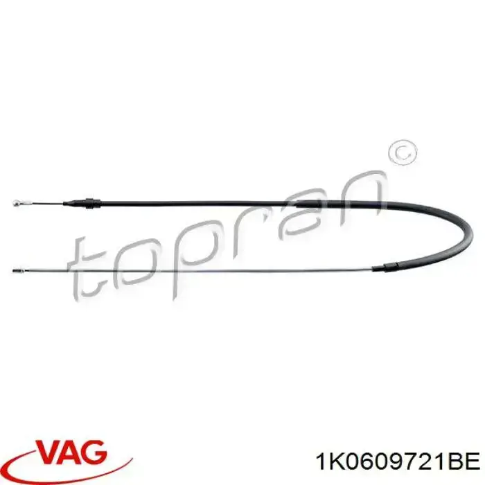 Трос ручного тормоза задний, правый/левый VAG 1K0609721BE