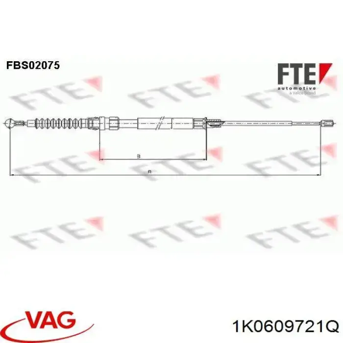 Задний трос ручника VAG 1K0609721Q цена, от 7.01 USD