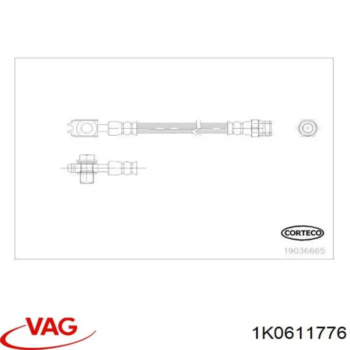 Задний правый тормозной шланг VAG 1K0611776