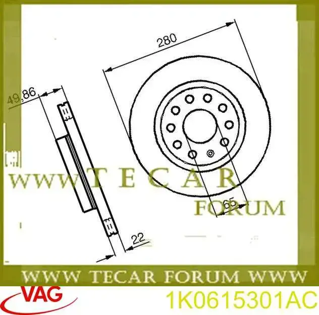 1K0615301AC VAG диск тормозной передний