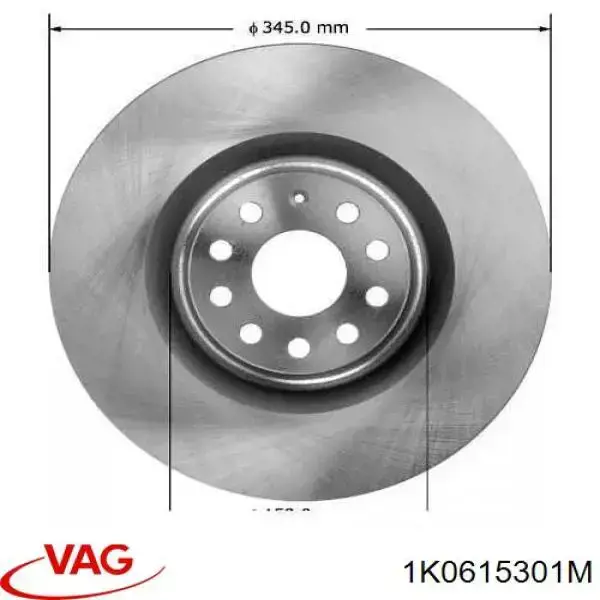 Тормоз дисковый передний VAG 1K0615301M цена, от 70.19 USD