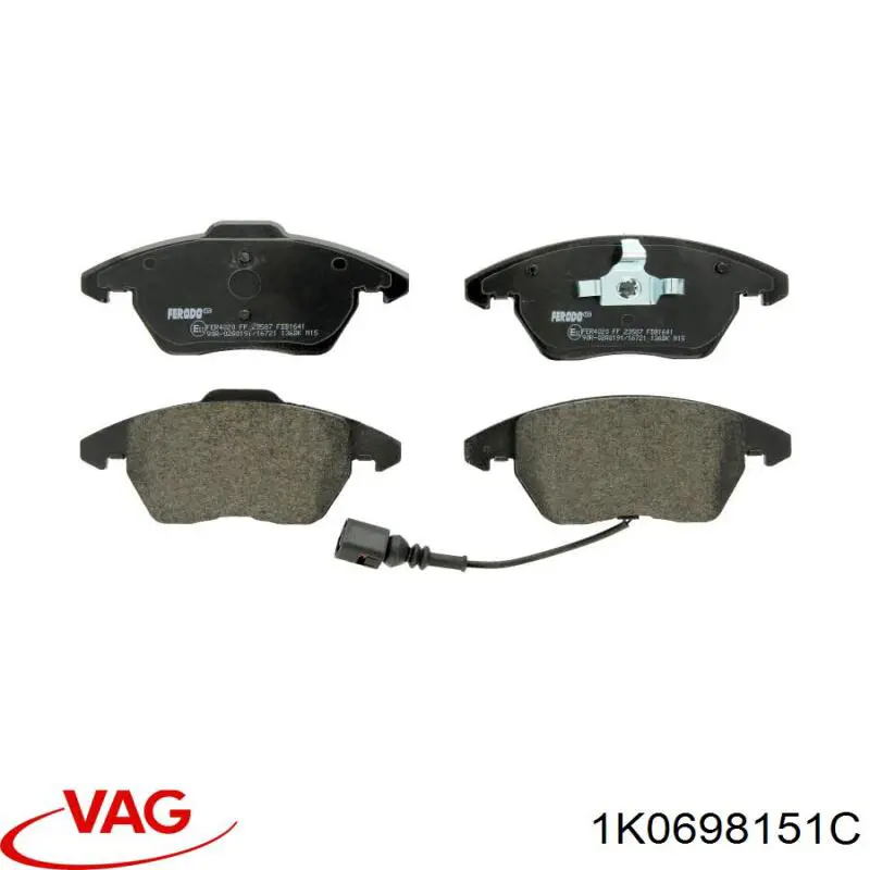 Передние тормозные колодки 1K0698151C VAG