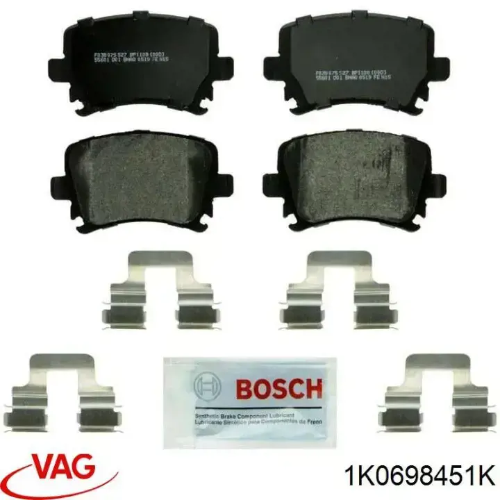 Compre 1K0698451K VAG Sapatas do freio traseiras de disco