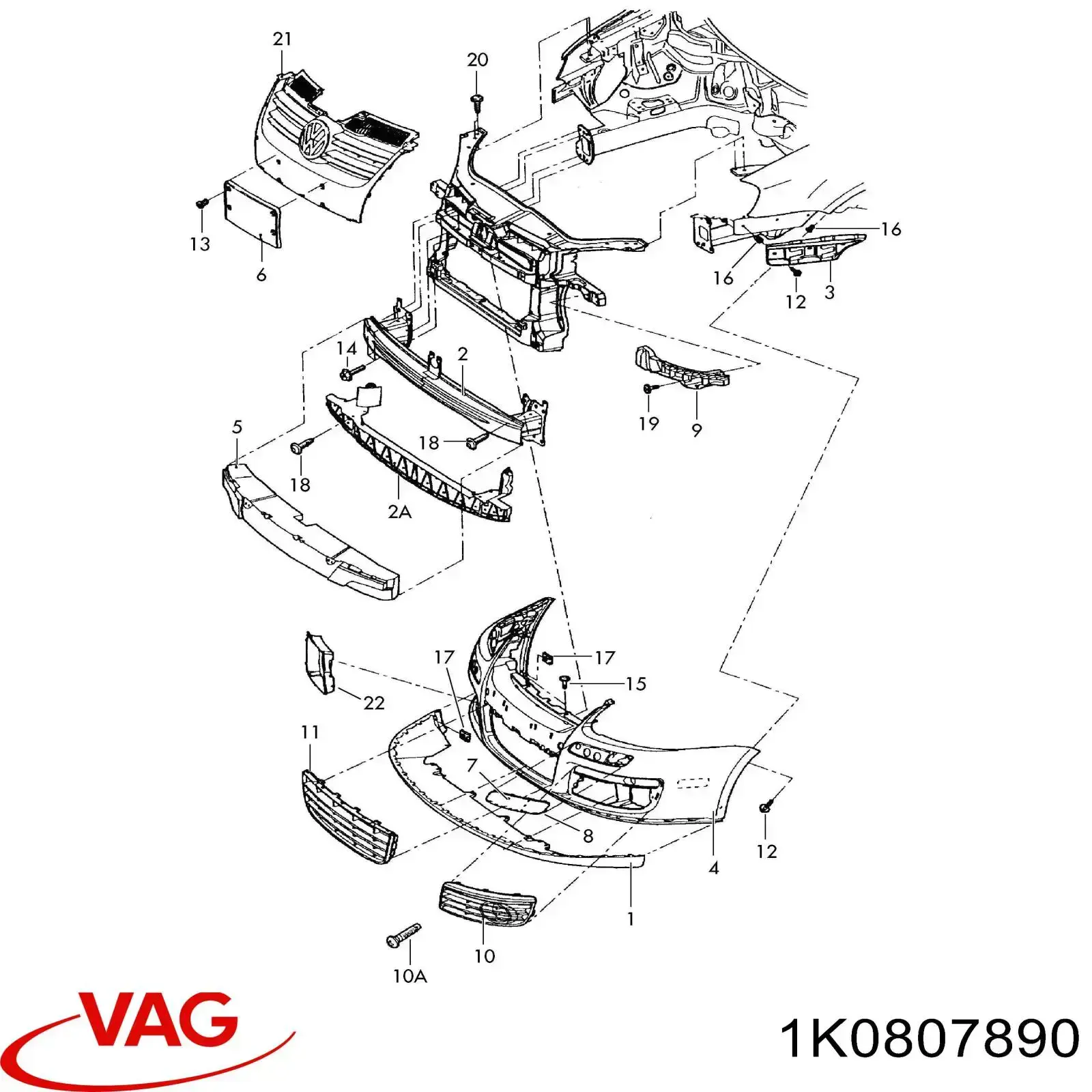  VAG 1K0807890 цена, от 14.64 USD