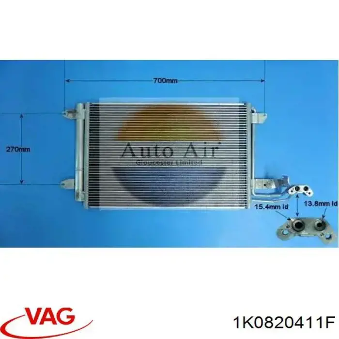 1K0820411F VAG radiador de aparelho de ar condicionado