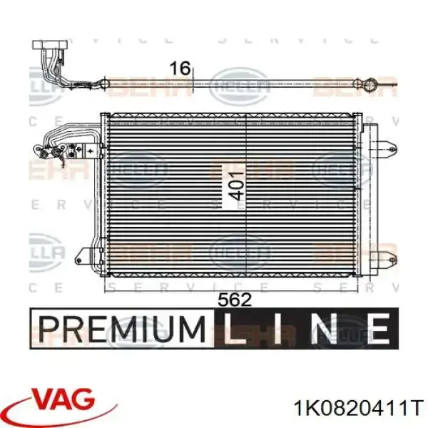 1K0820411T VAG radiador de aparelho de ar condicionado