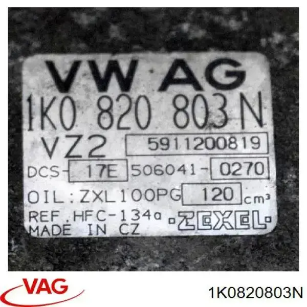 Купить 1K0820803N VAG Компрессор климатической установки
