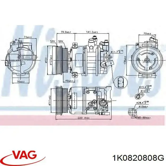 Купить 1K0820808G VAG Компрессор климатической установки