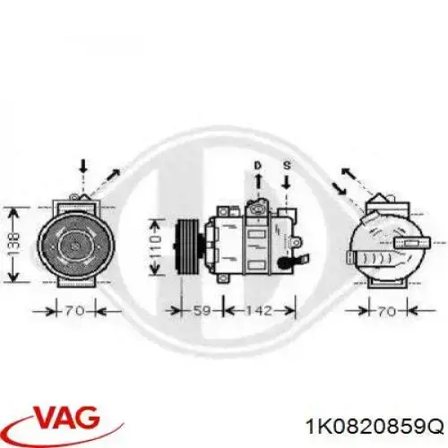 Купить 1K0820859Q VAG Компрессор климатической установки