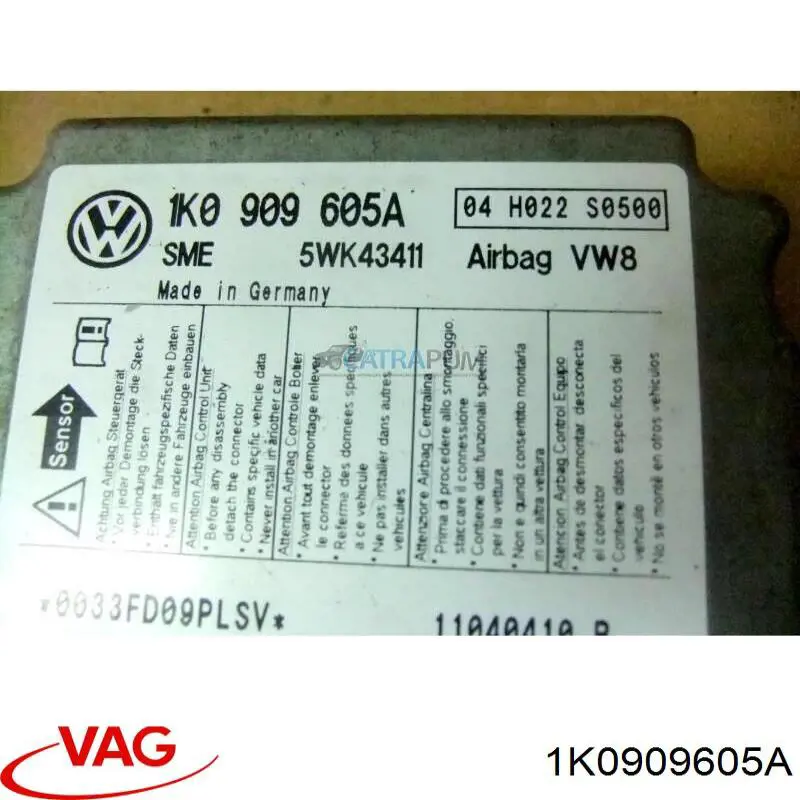 Модуль-процессор управления подушкой безопасности (ЭБУ AIRBAG) VAG 1K0909605A