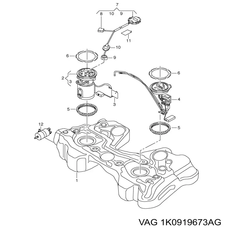 Датчик уровня топлива в бензобаке VAG 1K0919673AG цена, от 18.50 USD