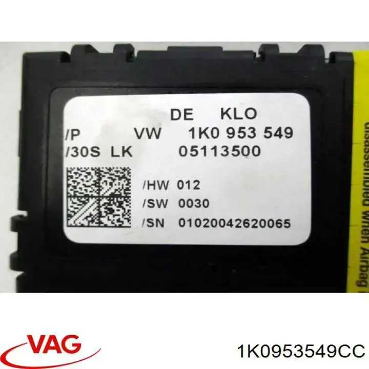 1K0953549CC VAG Unidad de control, conmutador columna de dirección original y equivalente