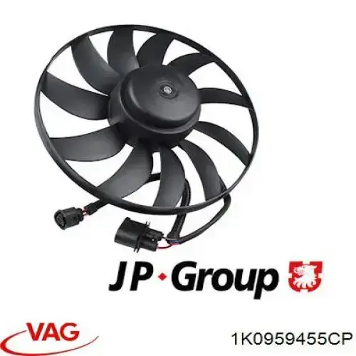 Купить 1K0959455CP VAG Электровентилятор охлаждения в сборе (мотор+крыльчатка) левый