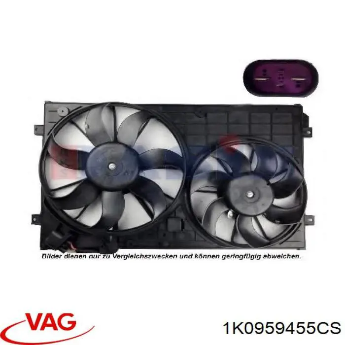 1K0959455CS VAG ventilador elétrico de esfriamento montado (motor + roda de aletas esquerdo)
