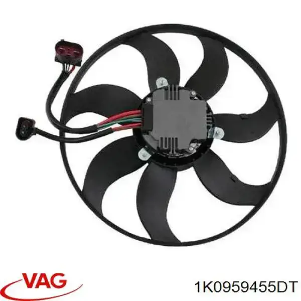 1K0959455DT VAG ventilador elétrico de esfriamento montado (motor + roda de aletas esquerdo)