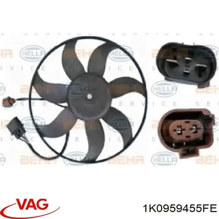 1K0959455FE VAG ventilador elétrico de esfriamento montado (motor + roda de aletas esquerdo)