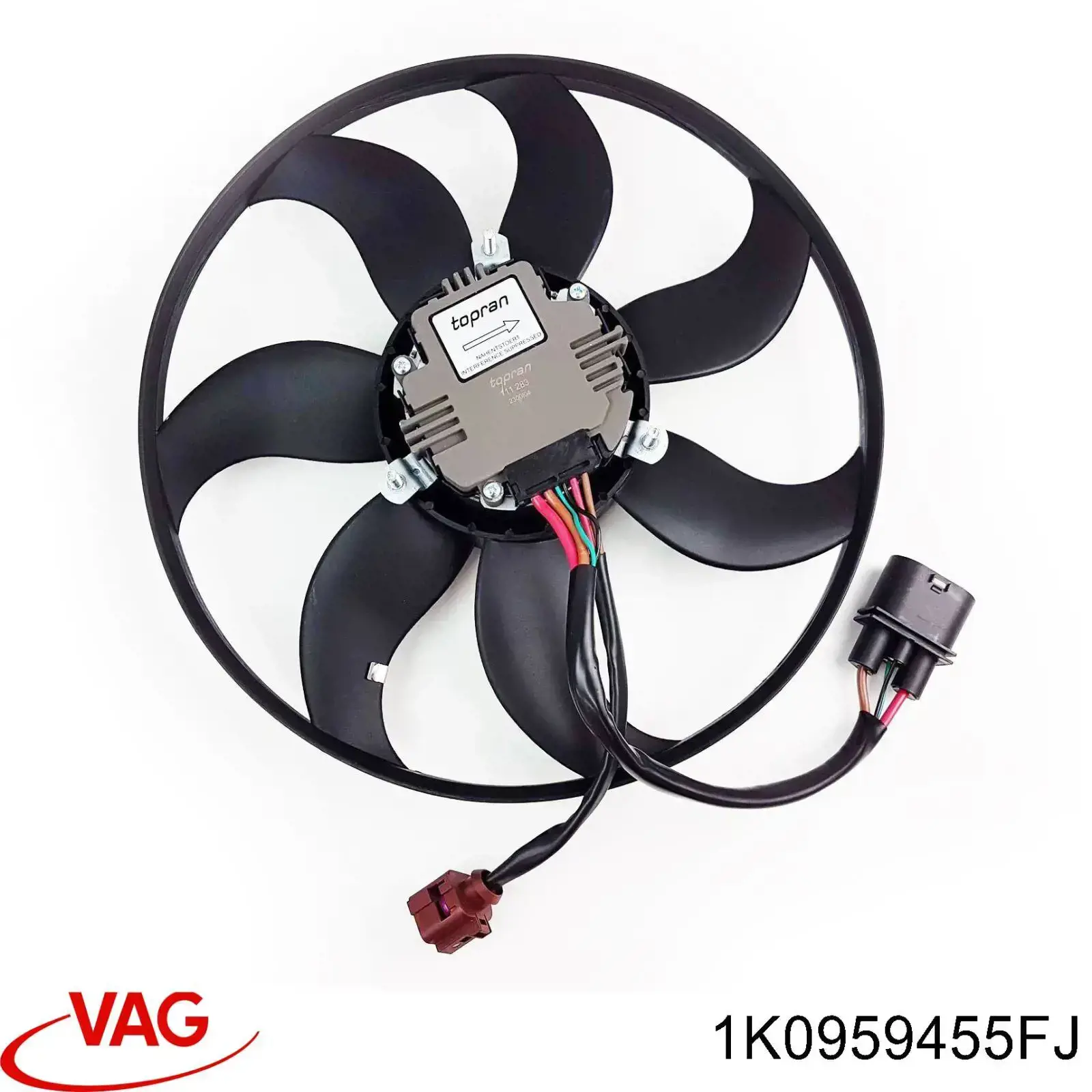 1K0959455FJ VAG ventilador elétrico de esfriamento montado (motor + roda de aletas esquerdo)
