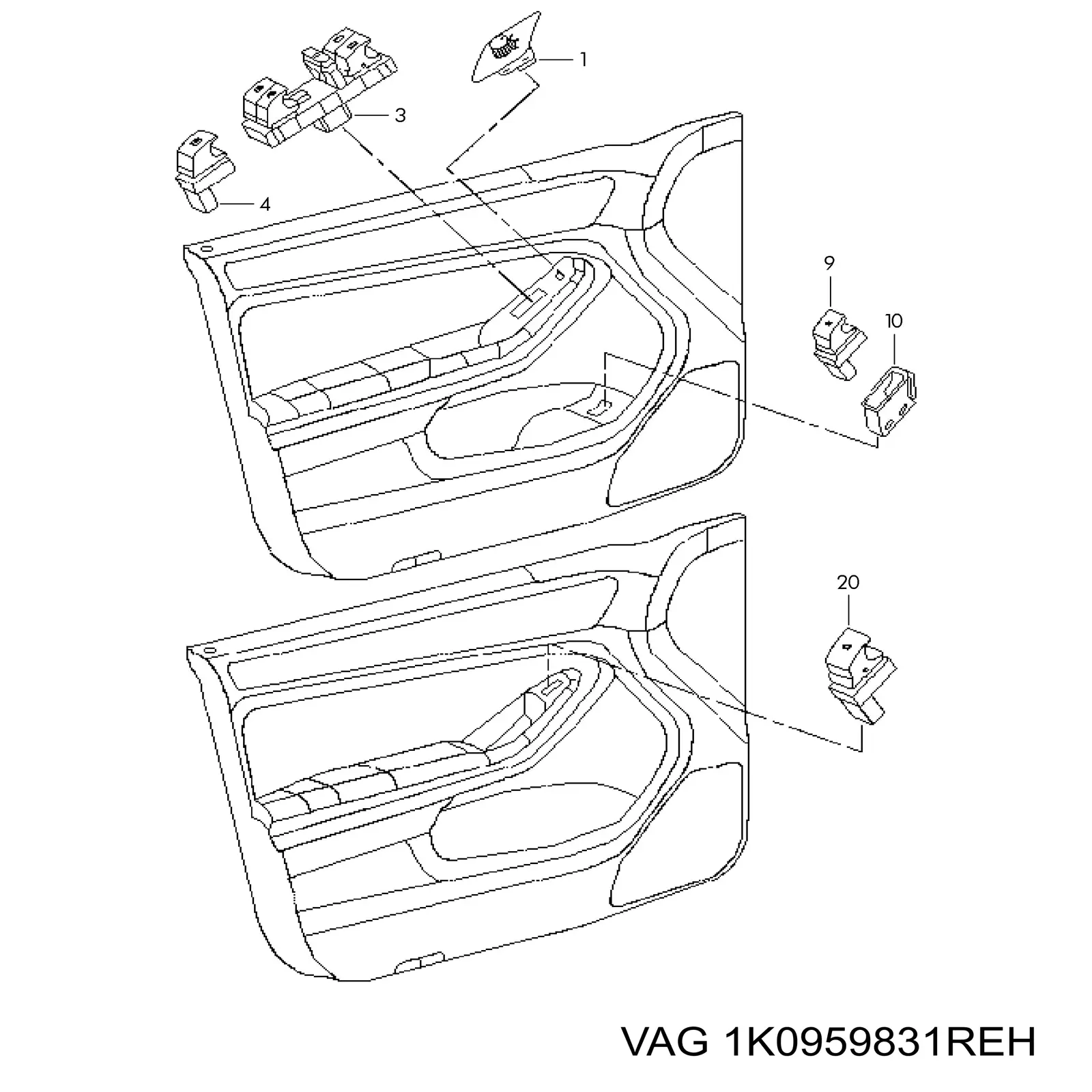 Кнопка привода замка багажника 1K0959831REH VAG