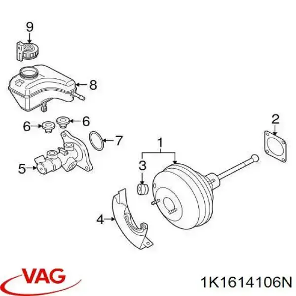 Усилитель тормозов (вакуумный) VAG 1K1614106N