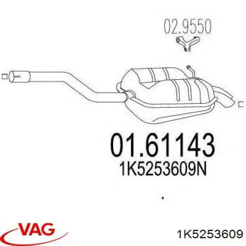 Глушитель задний 1K5253609 VAG