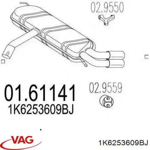 1K6253609BJ VAG Выхлопная труба
