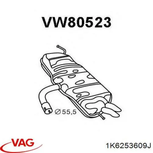 Выхлоп задний VAG 1K6253609J цена, от 204.03 USD