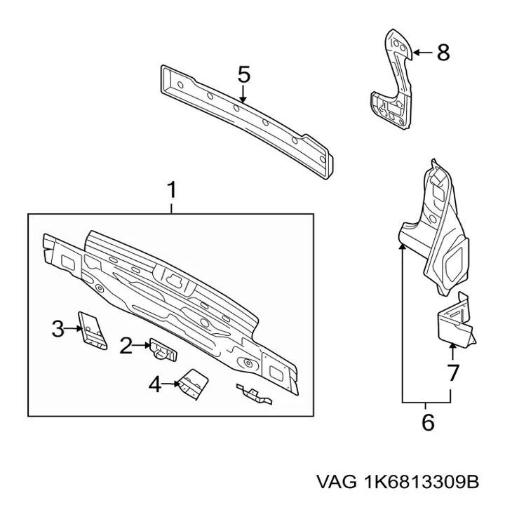 Панель задняя, багажного отсека VAG 1K6813309B цена, от 16.67 USD
