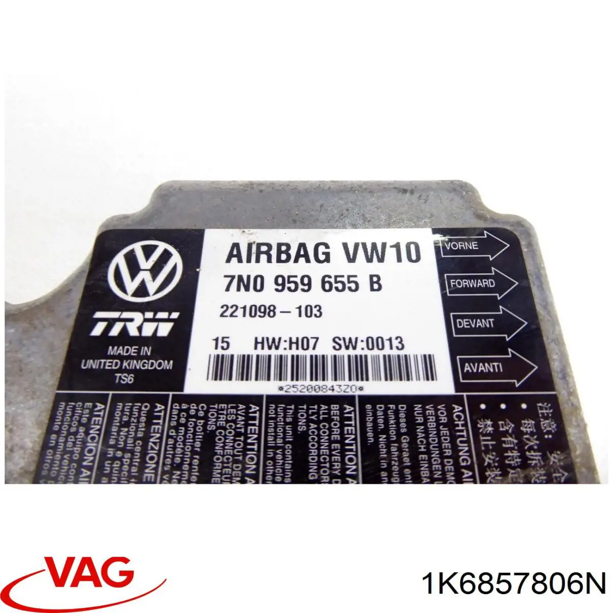 Ремень безопасности задний правый 1K6857806N VAG