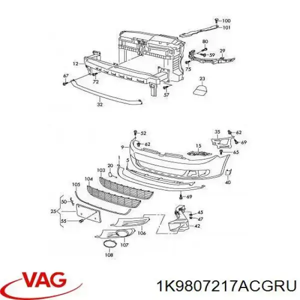 Бампер на авто VAG 1K9807217ACGRU цена, от 133.16 USD