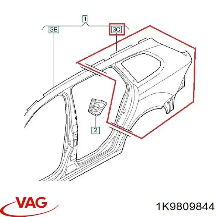 Pára-lama traseiro direito para Volkswagen Golf (AJ5)