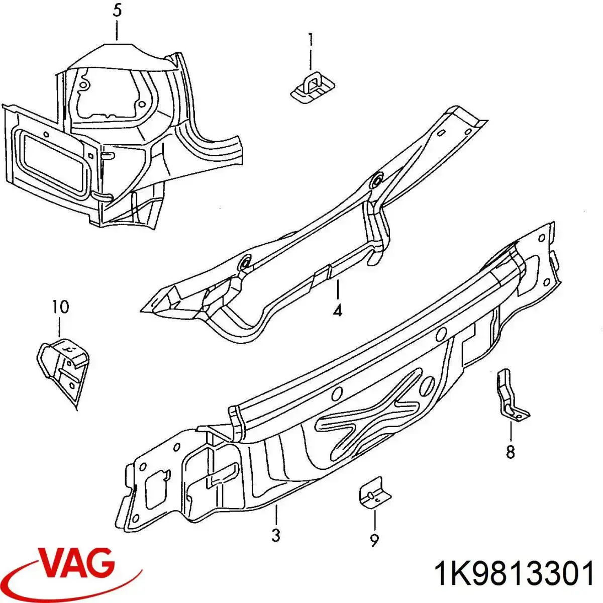 Painel traseiro da seção de bagagem para Volkswagen Golf (AJ5)