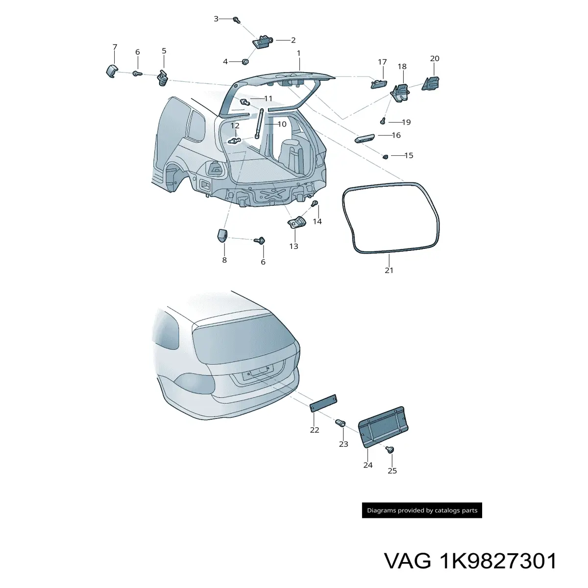 Gozno da porta traseira (de 3º/5º bagageiro) para Volkswagen Golf (AJ5)