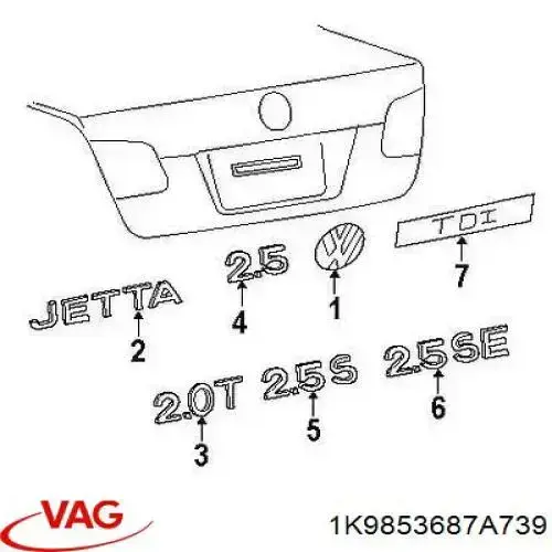 Эмблема крышки багажника 1K9853687A739 VAG