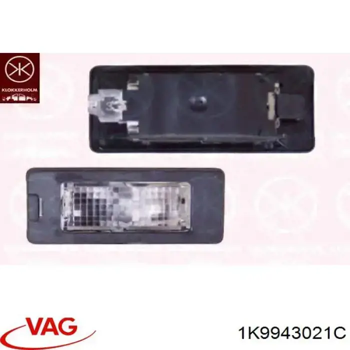 1K9943021C VAG lanterna da luz de fundo de matrícula traseira