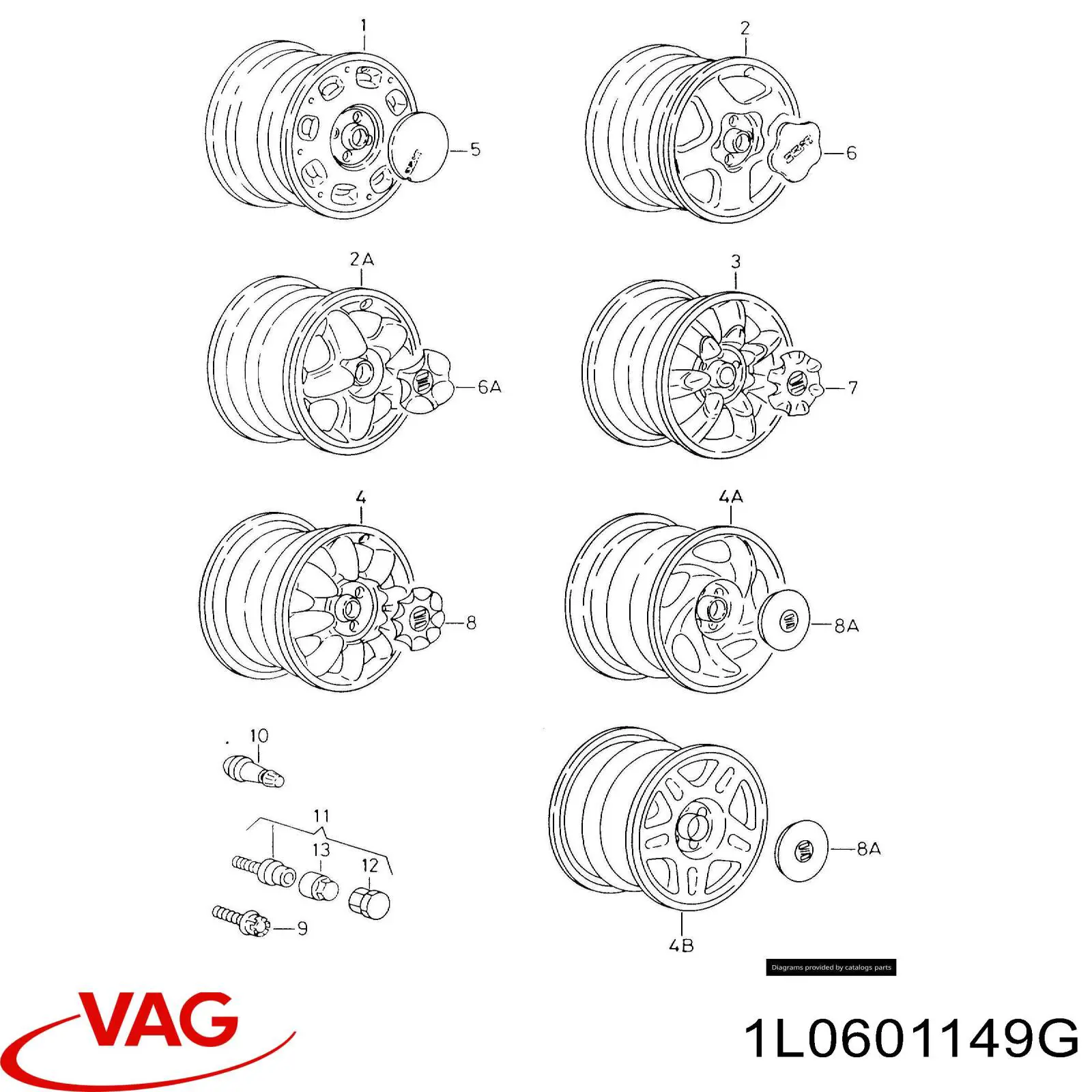 Колпаки на диски 1L0601149G VAG