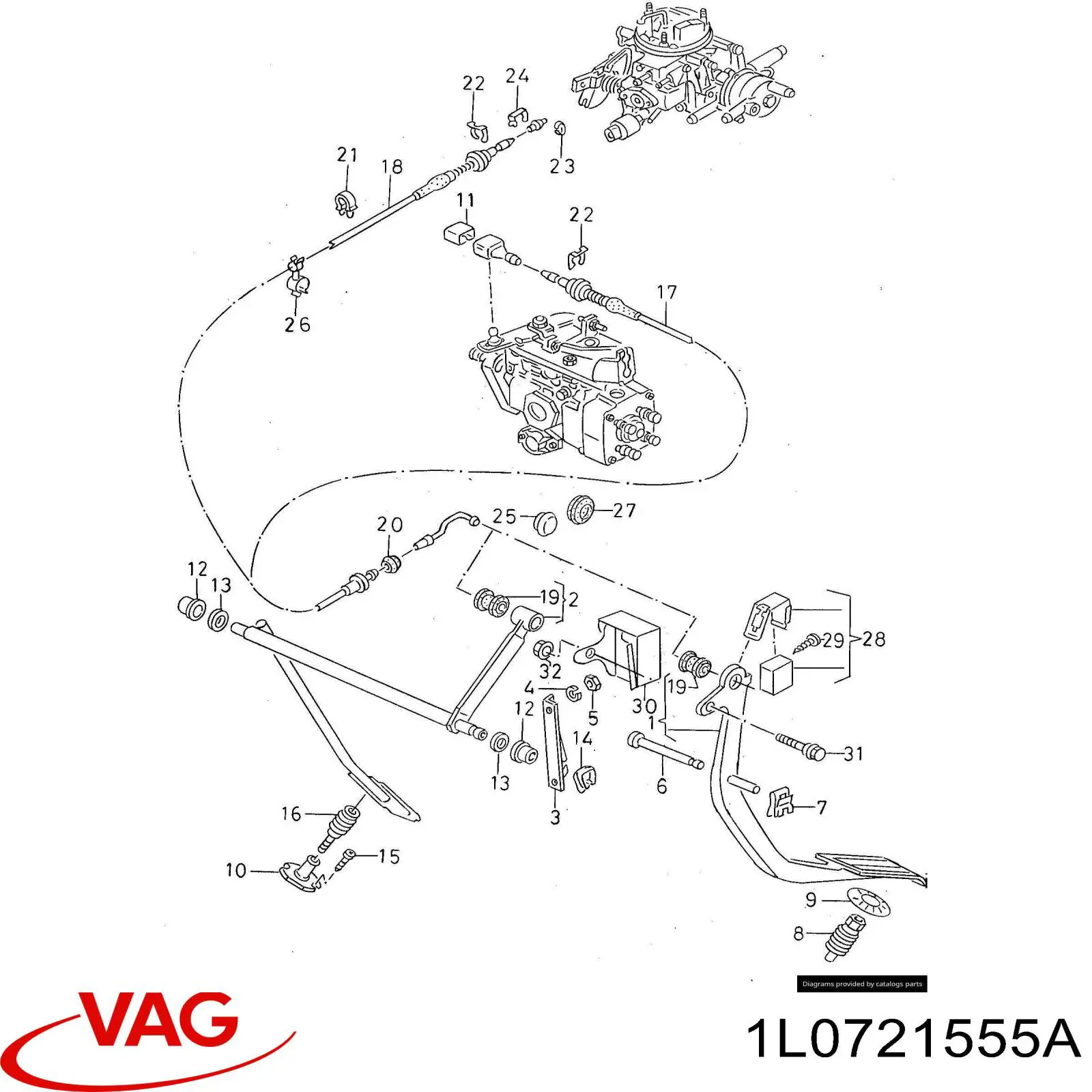 Трос газа 1L0721555A VAG