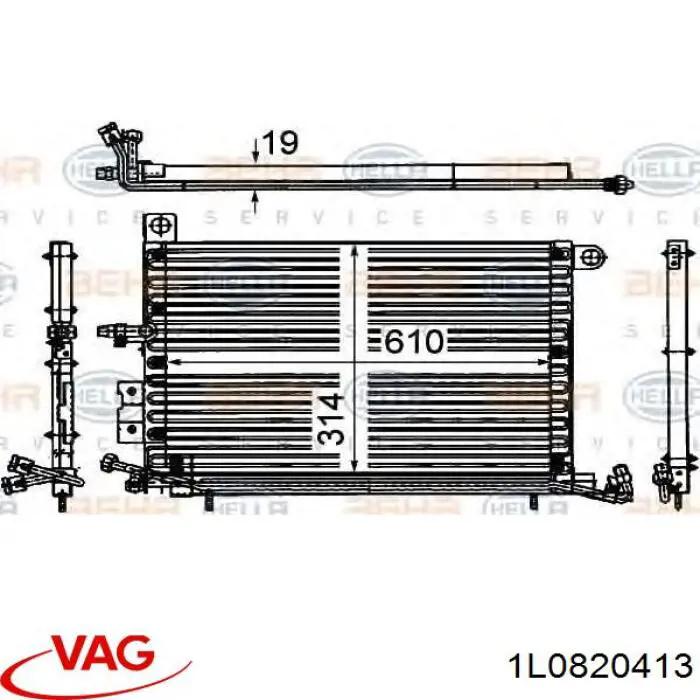 Радиатор кондиционера 1L0820413 VAG