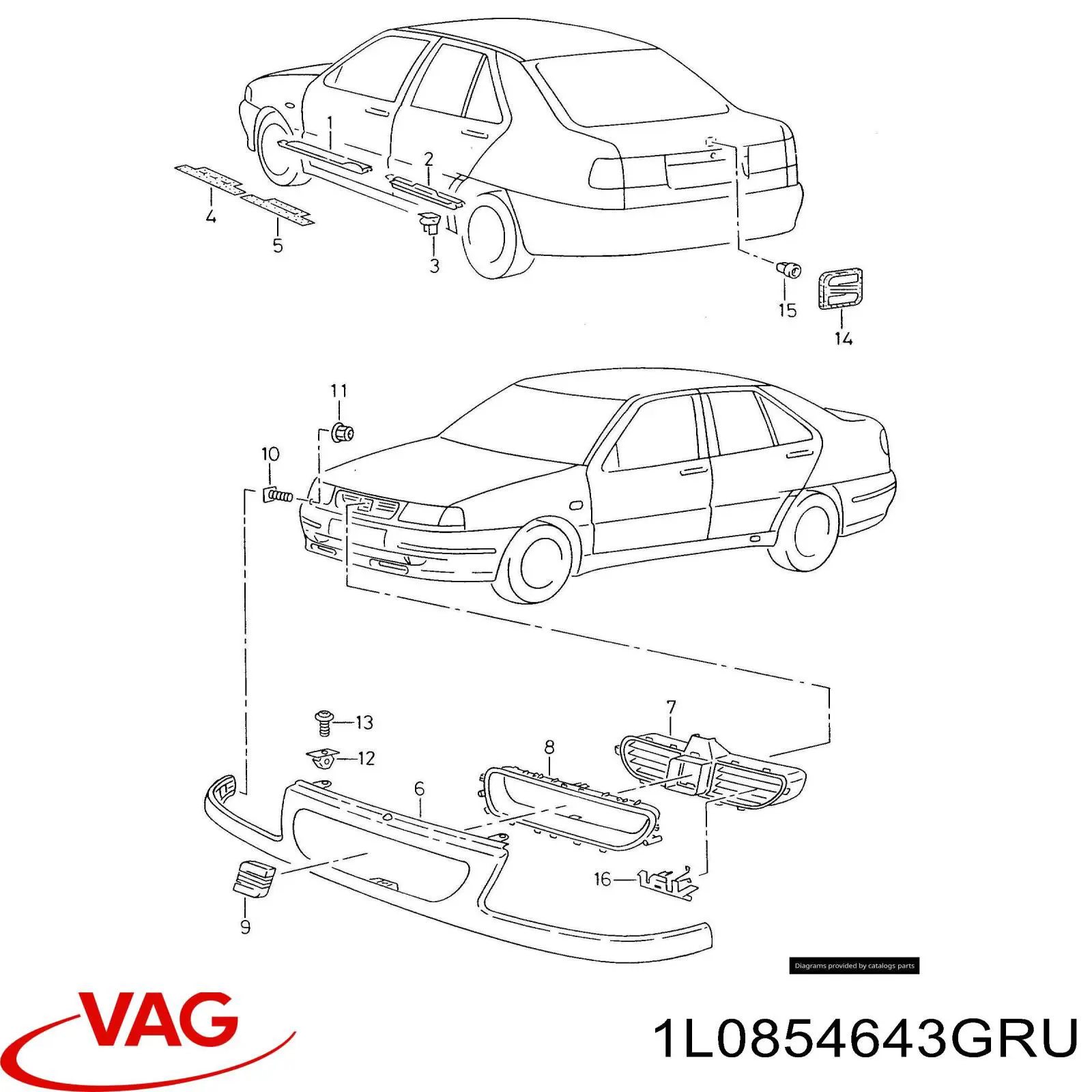 Решетка радиатора 1L0854643GRU VAG