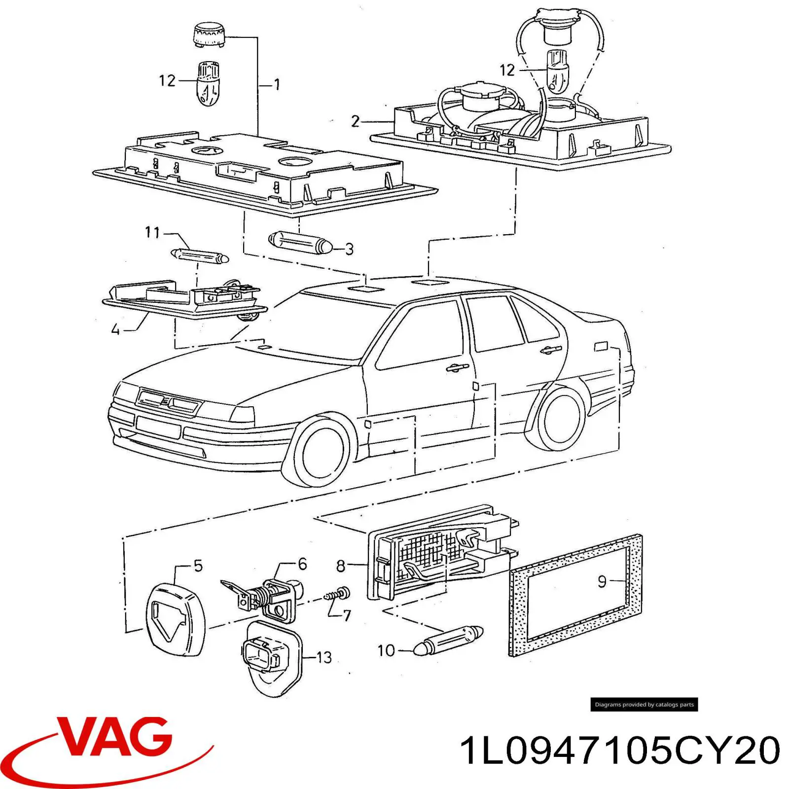 1L0947105CY20 VAG Плафон освещения салона (кабины) задний