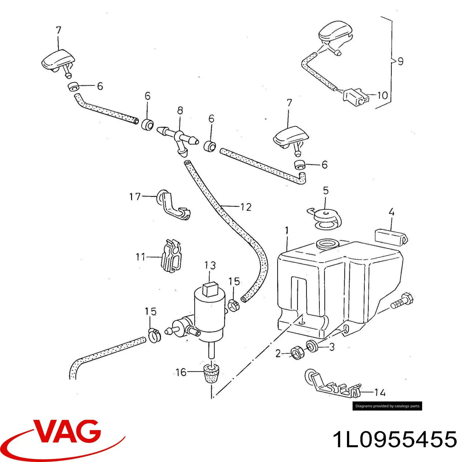 Крышка бачка омывателя 1L0955455 VAG