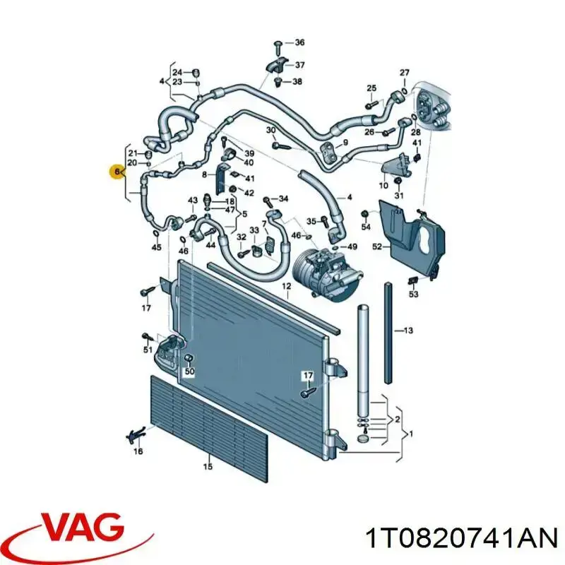 Mangueira de aparelho de ar condicionado, desde o radiador até o vaporizador para Volkswagen Touran (1T1, 1T2)