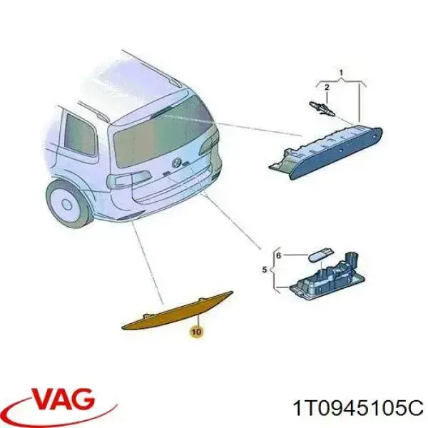 Купить 1T0945105C VAG Левый катафот заднего бампера