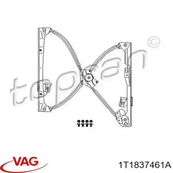 1T1837461A VAG Mecanismo de acionamento de vidro da porta dianteira esquerda