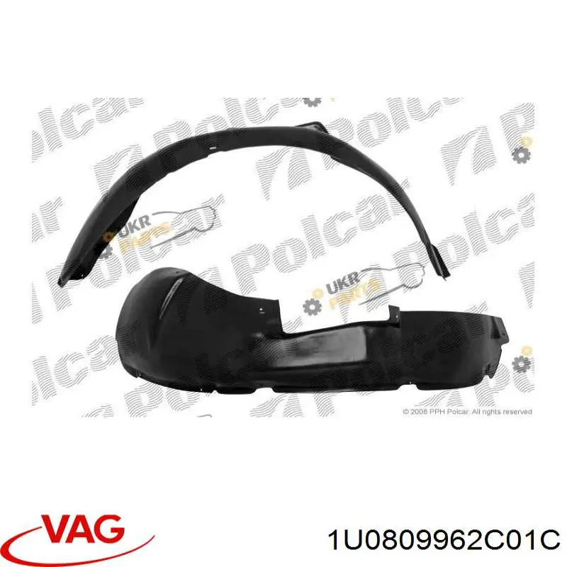 Правый подкрылок переднего крыла VAG 1U0809962C01C цена, от 16.92 USD